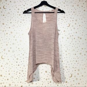 Hummingbird Striped Sleeveless Knot Tank Large